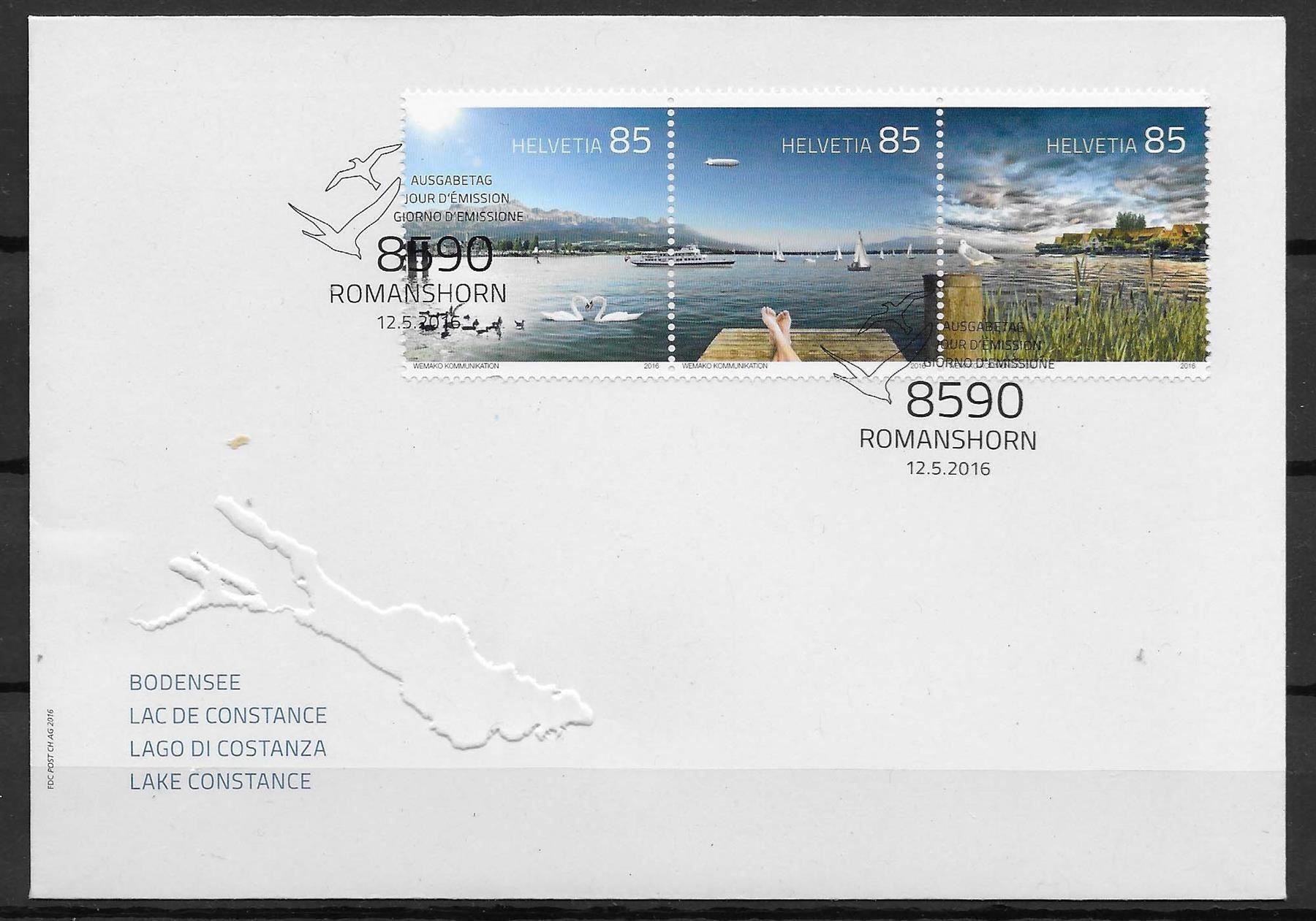 Alle Briefmarken: F1595 - FDC Bodensee se tenant – Gebraucht aus Trélex von Phil_Albert