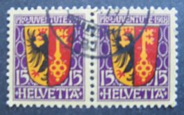 PJ 1918 15 Rappen Paar gestempelt