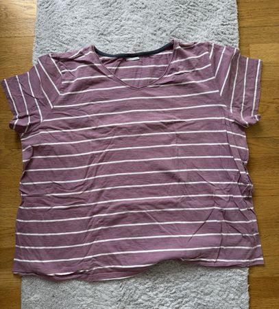 Laura Torelli Shirt, Gr. 52/54, Lila-Weiss Gestreift
