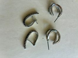 2 paires boucle oreilles  argentées