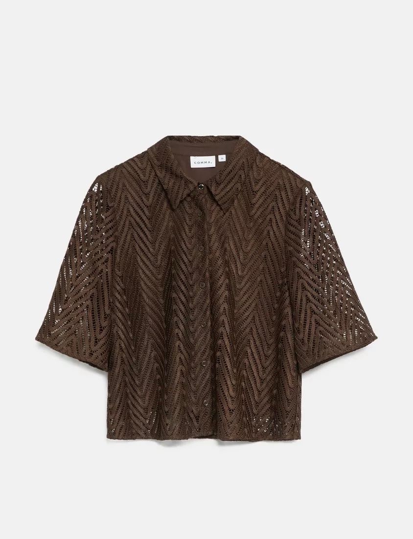 Comma Camicette: Bluse Comma Lochmuster braun neuwertig! – Nuovo (secondo la descrizione) da Luzern venduto da Sommer_26