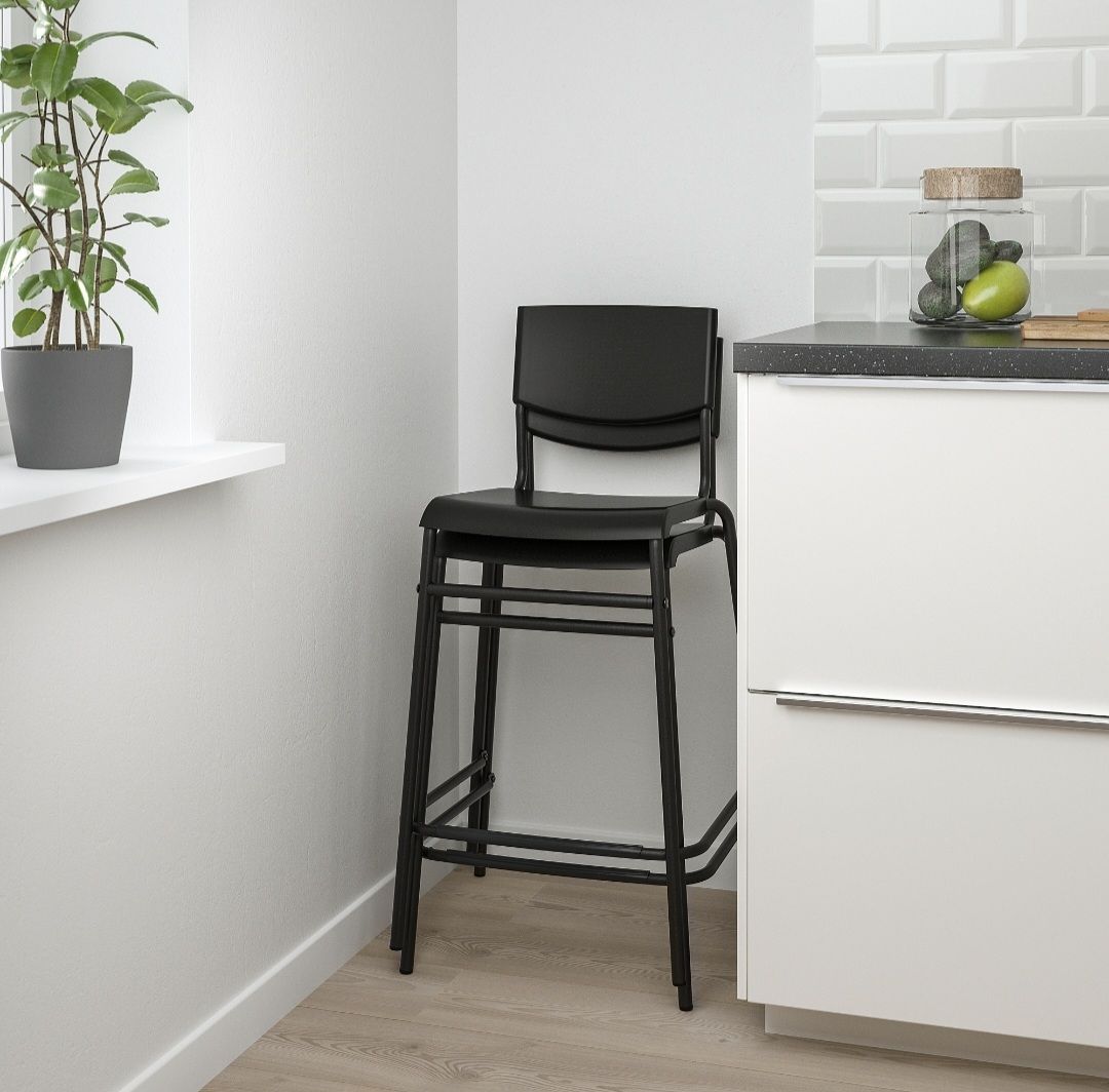 Ikea Seggioloni: Minimalist 2 Black Metal Bar Stool - Modern Kitchen Seating – Nuovo (secondo la descrizione) da Lausanne venduto da lmq_fsb5
