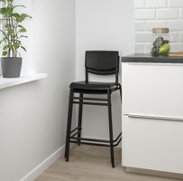 Minimalist 2 Black Metal Bar Stool - Modern Kitchen Seating