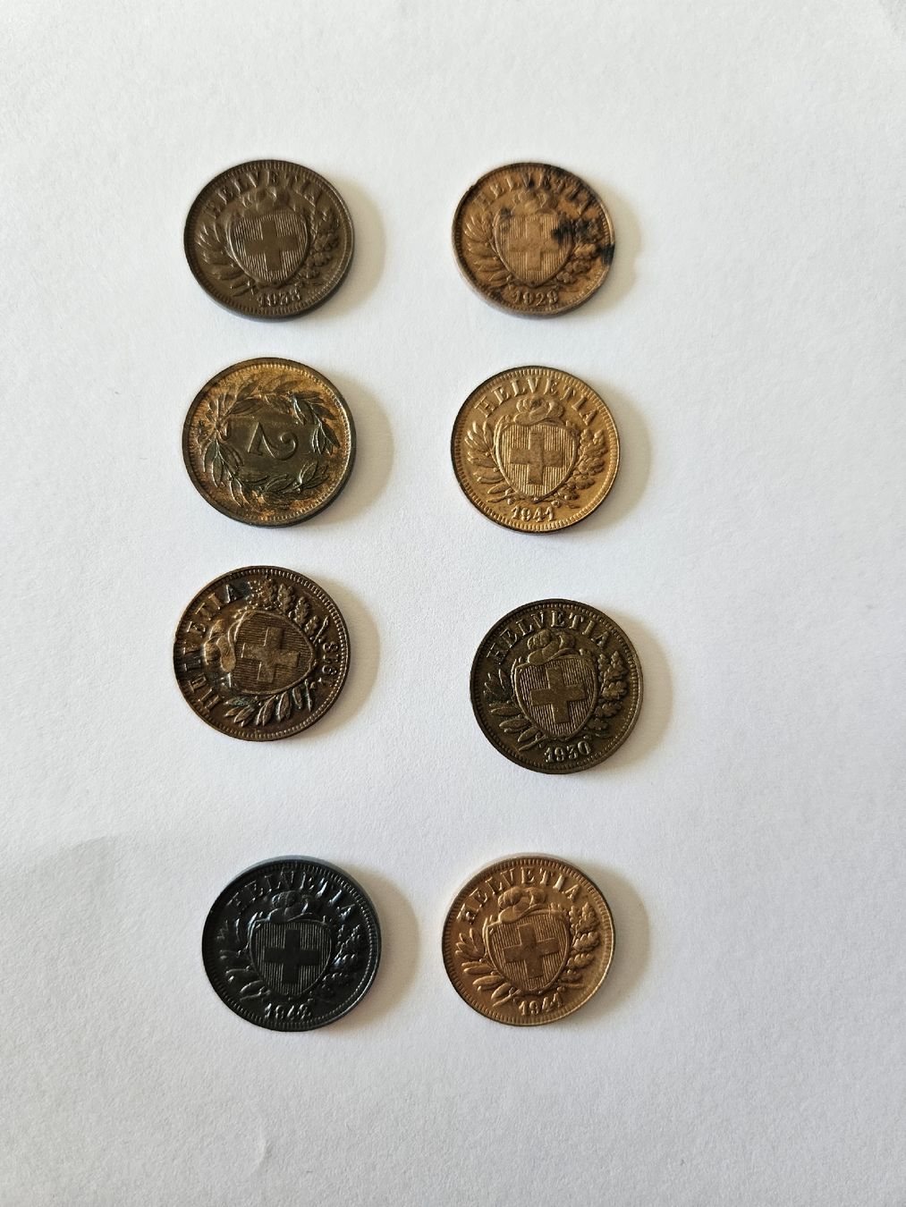 Tutti le monete: 2 Rappen, 8 stk ab 1918 bis 1942 – Usato da Pfäffikon ZH venduto da Mrt. 1