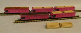 5 Stk Hochbordwagen SBB mit Holz