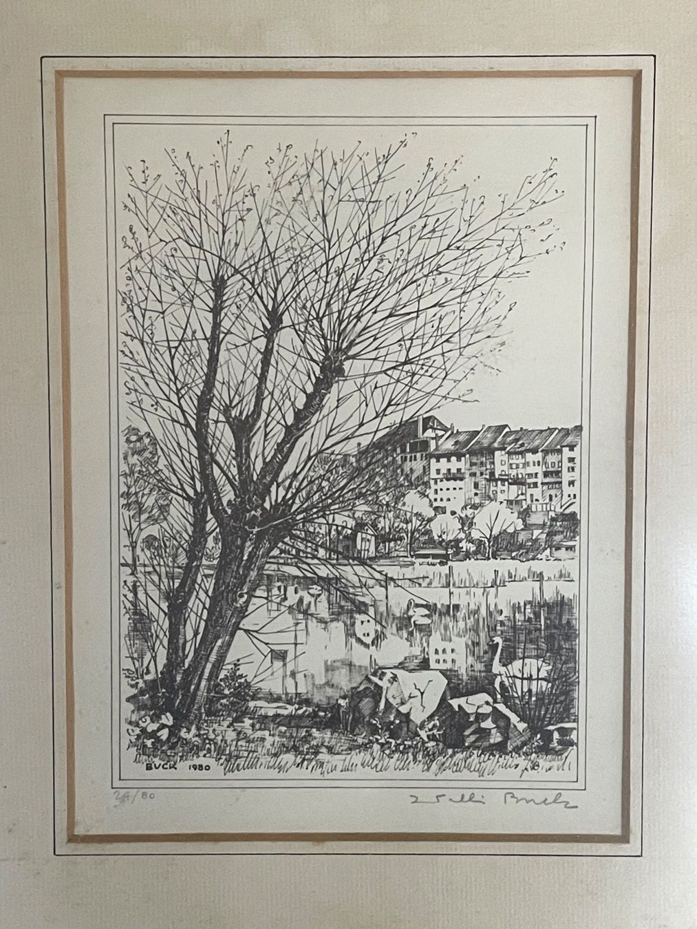 Gemälde: Gerahmte Originalzeichnung "Buck" 1980 – Gebraucht aus Volketswil von rubin74 1