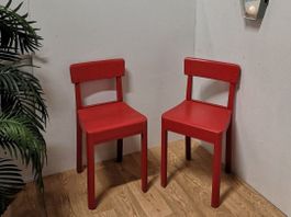 Wooden chair set, 2 Holzstühle, Stuhl Set, Holzstuhl Rot