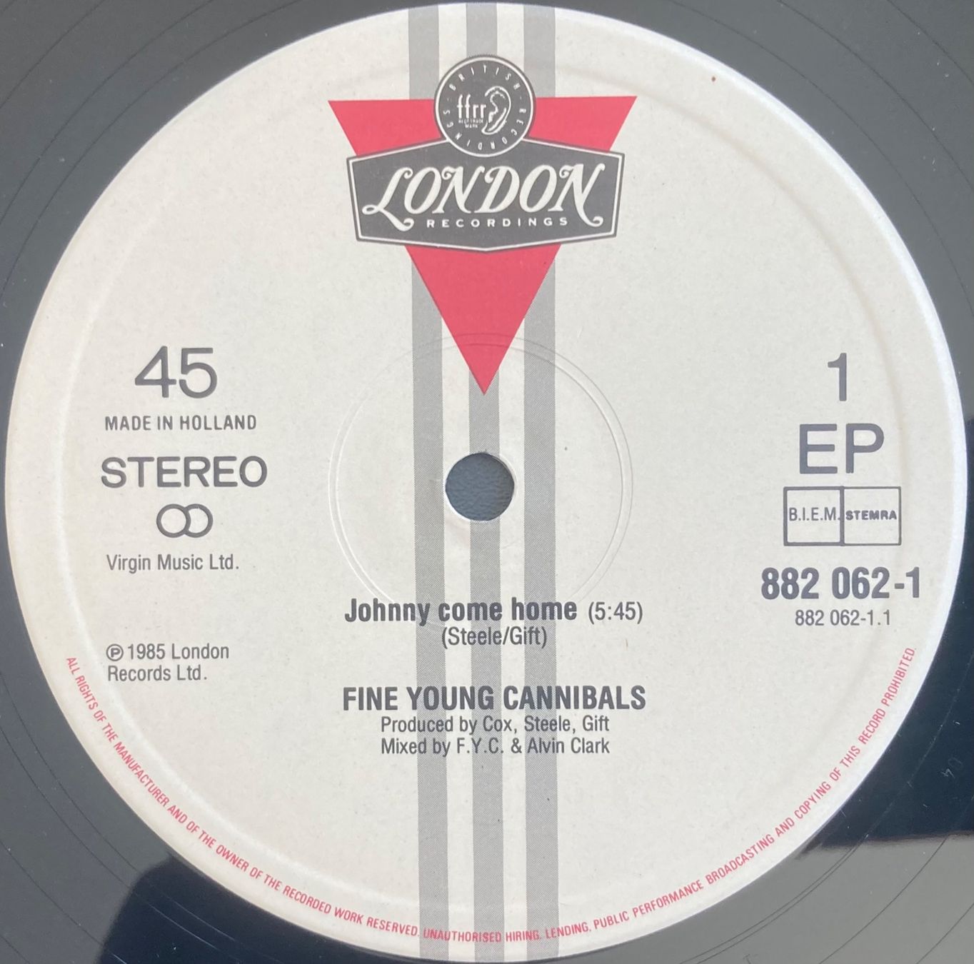 Schallplatten: FINE YOUNG CANNIBALS - JOHNNY COME HOME – Gebraucht aus Poliez-Pittet von Newtown-Records 2