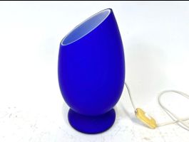 Vintage Blaue Tischlampe SÖLKEN Designer Lampe aus Glas