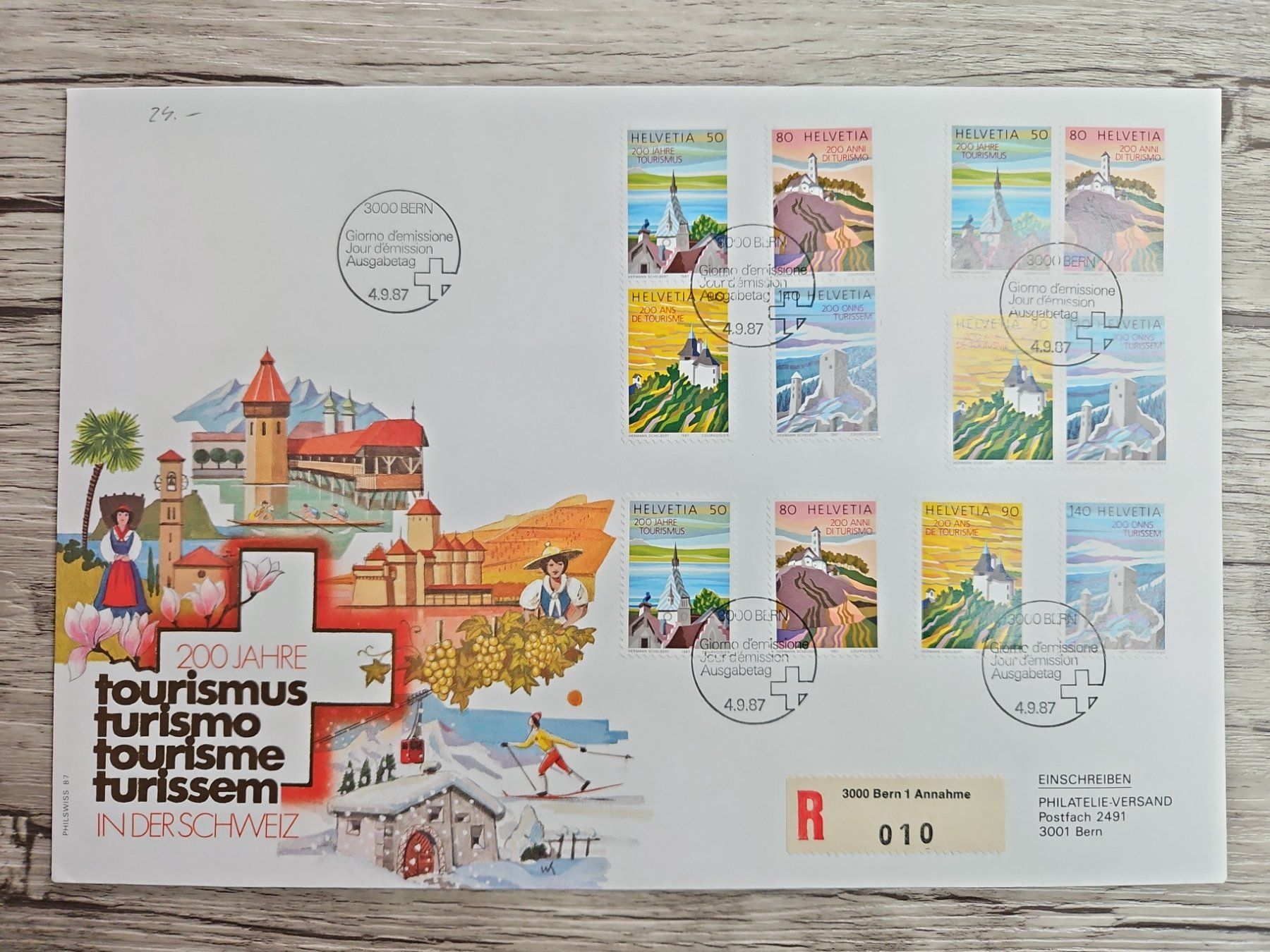 Tutti i francobolli: CL07 Enveloppe + Timbre Suisse 1987 / Grand Format – Usato da Cousset venduto da Patrick_Collections