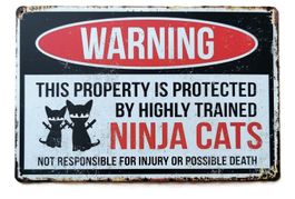 WARNING - NINJA CATS  - Blechschild  (neu/OVP)