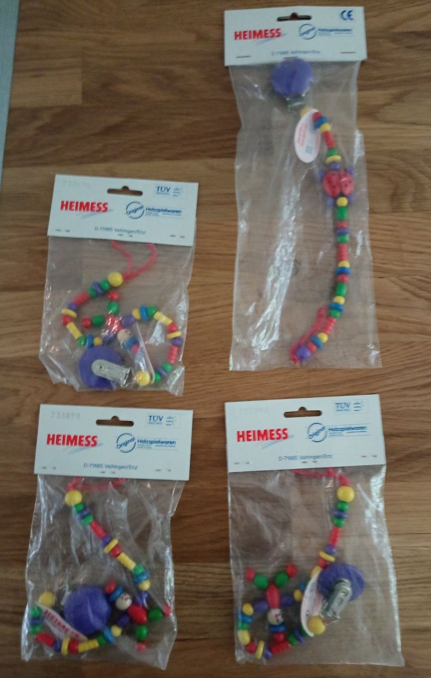Succhiotti & catenelle porta ciuccio: 4 Nuggiketten 'Heimess' NEU – Nuovo e nell'imballaggio originale da Schwarzenburg venduto da Miri13