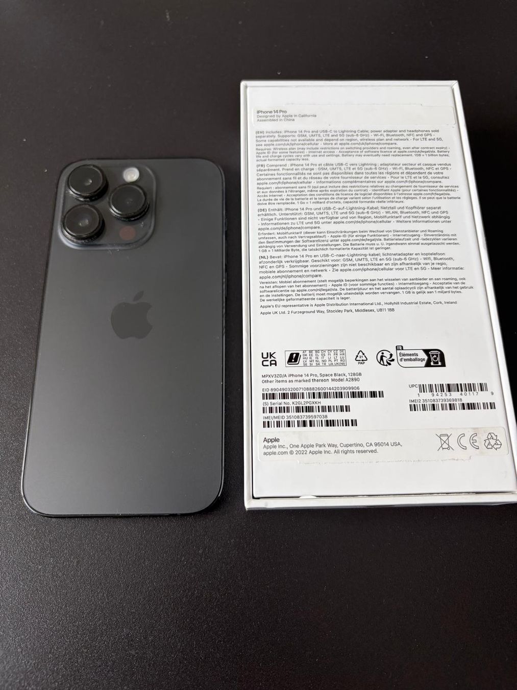 Apple Portables: IPhone 14 Pro, Space Black, 128 GB – D'occasion à Meisterschwanden par Etcheberria 1