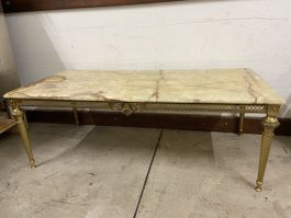 Vintage Couchtisch mit Marmorplatte , Messinggestell Goldig