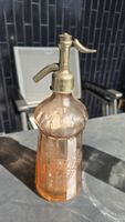 2 Antike Soda Karaffe alt rosa und klar, Glas Metall 