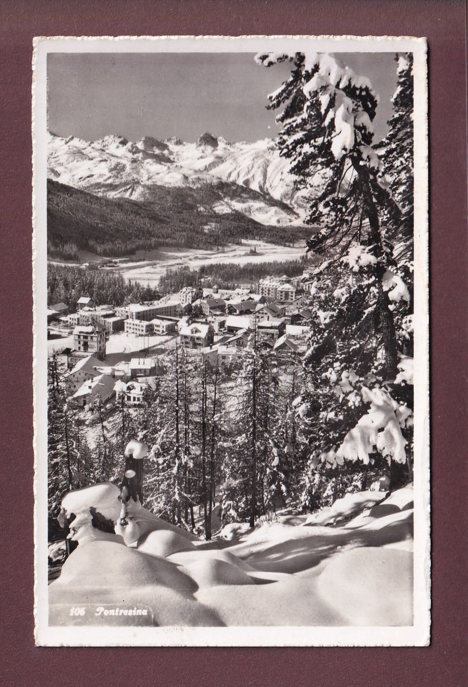 Ansichtskarten: PONTRESINA unter Schnee - 1955 – Gebraucht aus Pully von nicecards