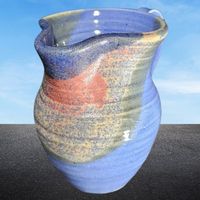 💙 Finnland Keramik Krug Messilän Pajat Vintage Handarbeit ✨
