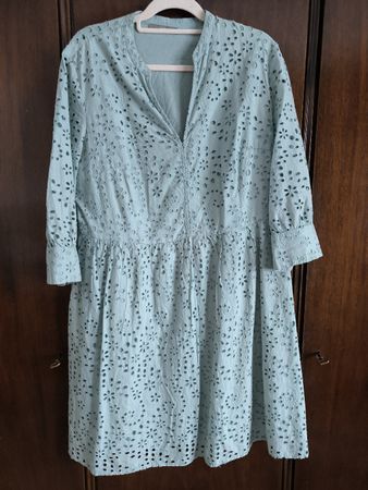 Baumwoll Spitzen Kleid Gr 46 mintfarben