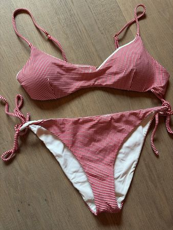 Bikini Saint Barth rot-weiss gestreift Grösse M