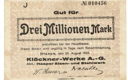 Haspe 3 Mil.Mark Serie J 20.08.1923 VZ+-VZ++