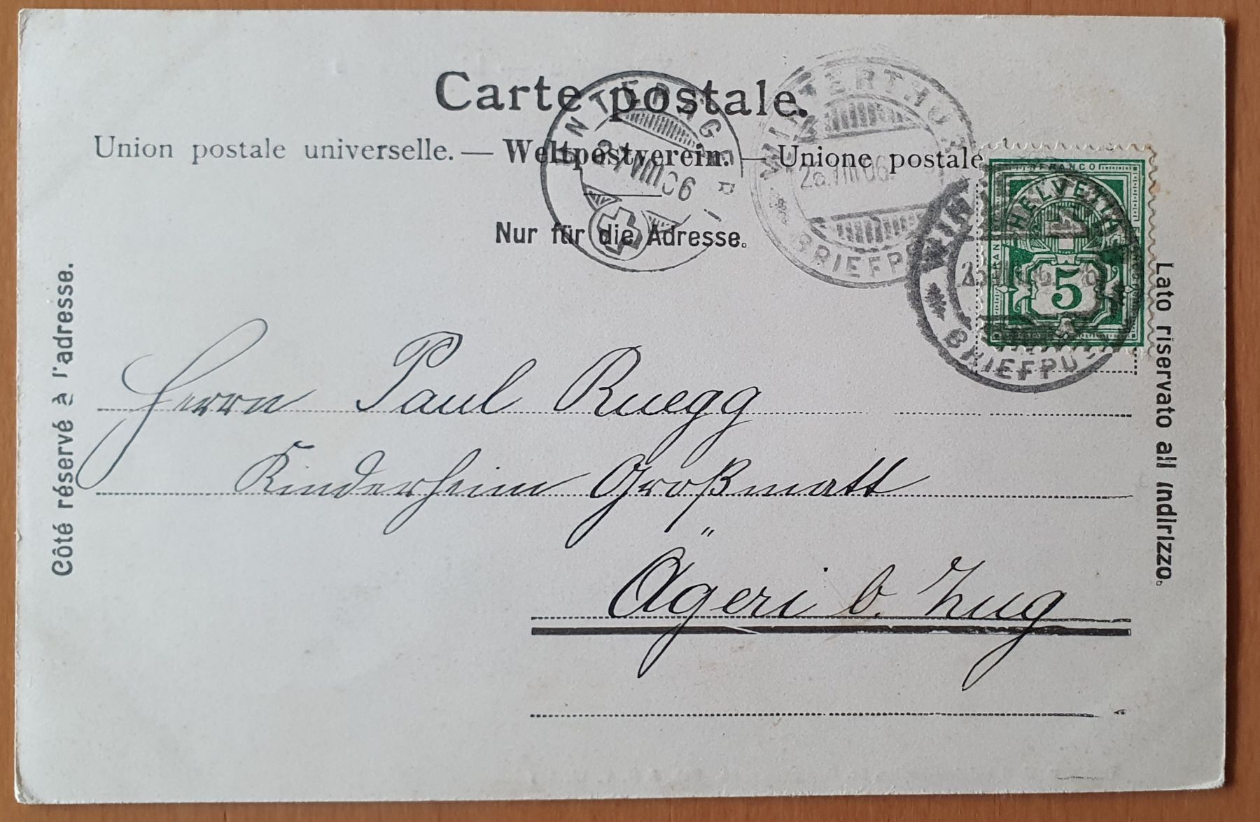 Cartoline postali: Winterthur  - Lindtstrasse 1906 – Usato da Kreuzlingen venduto da Rschweiz1 1