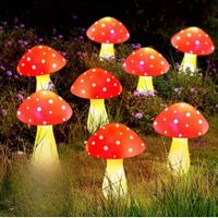 8er-Set Solarbetriebene rote Pilzlampen