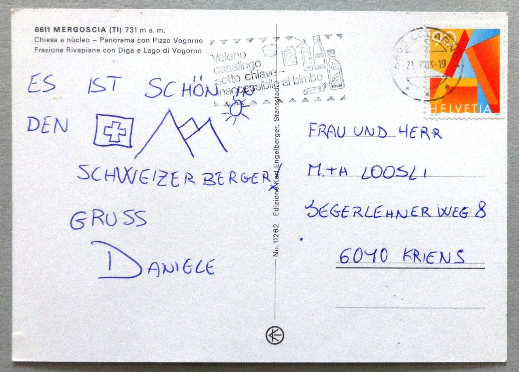 Cartes postales: Mergoscia 731 m s.m. – D'occasion à Fétigny par Billy2miny 1