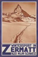 Blechschild-WINTERSPORT IN ZERMATT 1620M-30 X 40 CM
