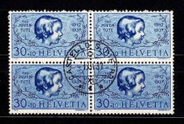 Pro Juventute 1937 4er-Block ʘ Ersttag "1.XII.37"