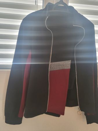 Veste sport femme tendance, taille S, noire/bordeaux ENSEMBL