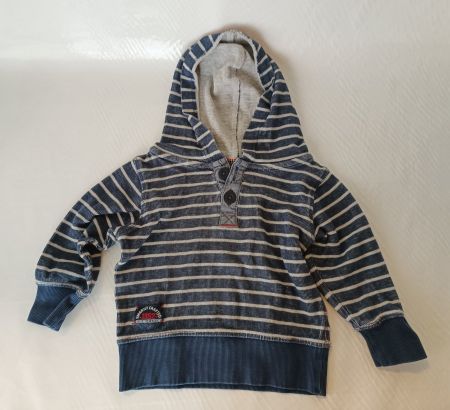 C&A Kapuzenpullover Gr 92 Jungen gestreift Blau/Grau