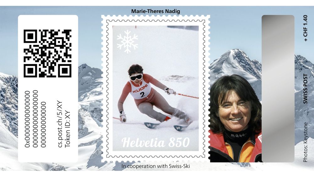 Tutti i francobolli: Swiss Crypto Stamp 5.0. ID 8. Marie-Theres Nadig. – Nuovo (secondo la descrizione) da Kaltbrunn venduto da Banknotes