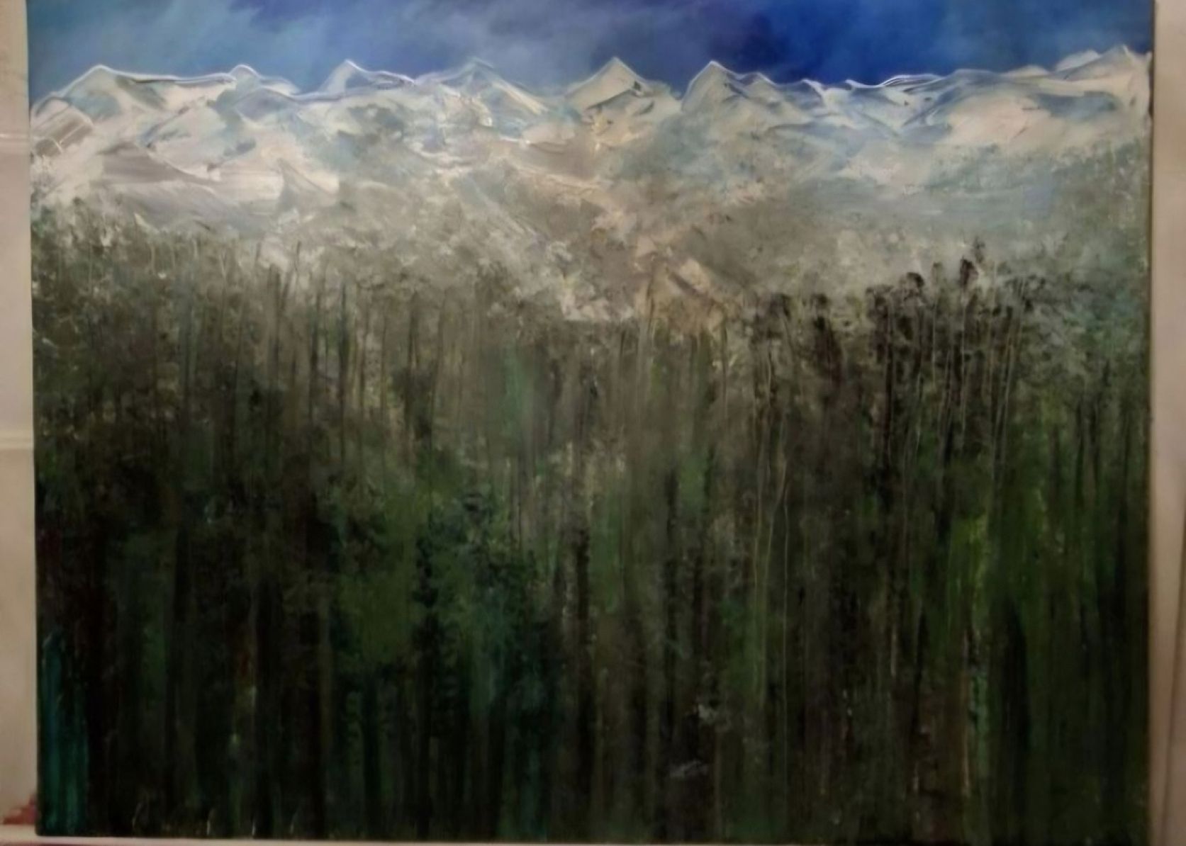 Tableaux: Gemälde" Echo der Berge" handmade 75×58 – Neuf (Voir description) à Riehen par Steinbock1970