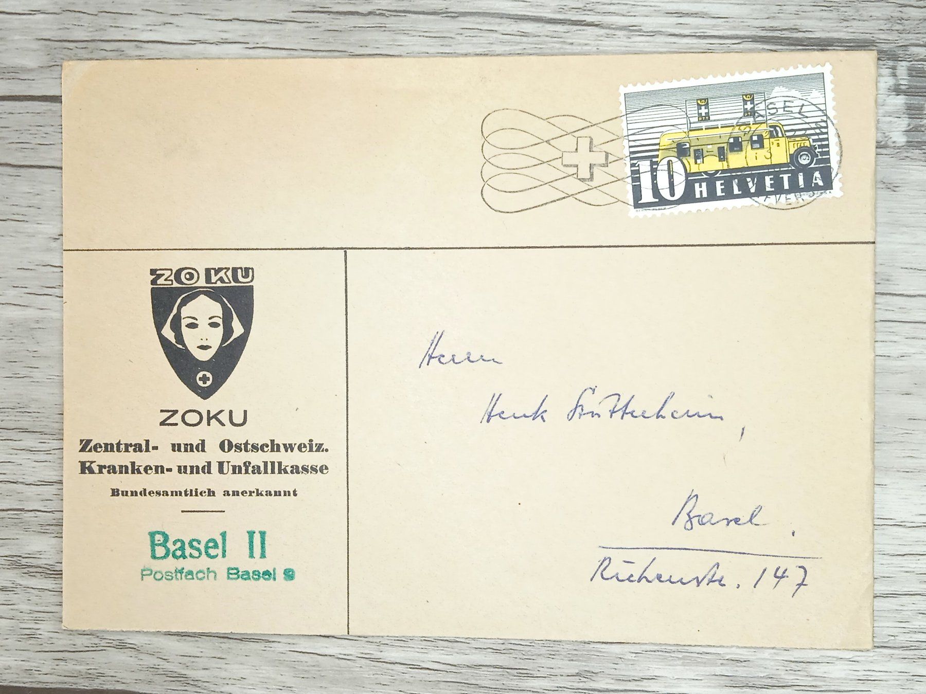 Alle Briefmarken: TR20 Enveloppe + Timbre Suisse 19XX – Gebraucht aus Cousset von Patrick_Collections
