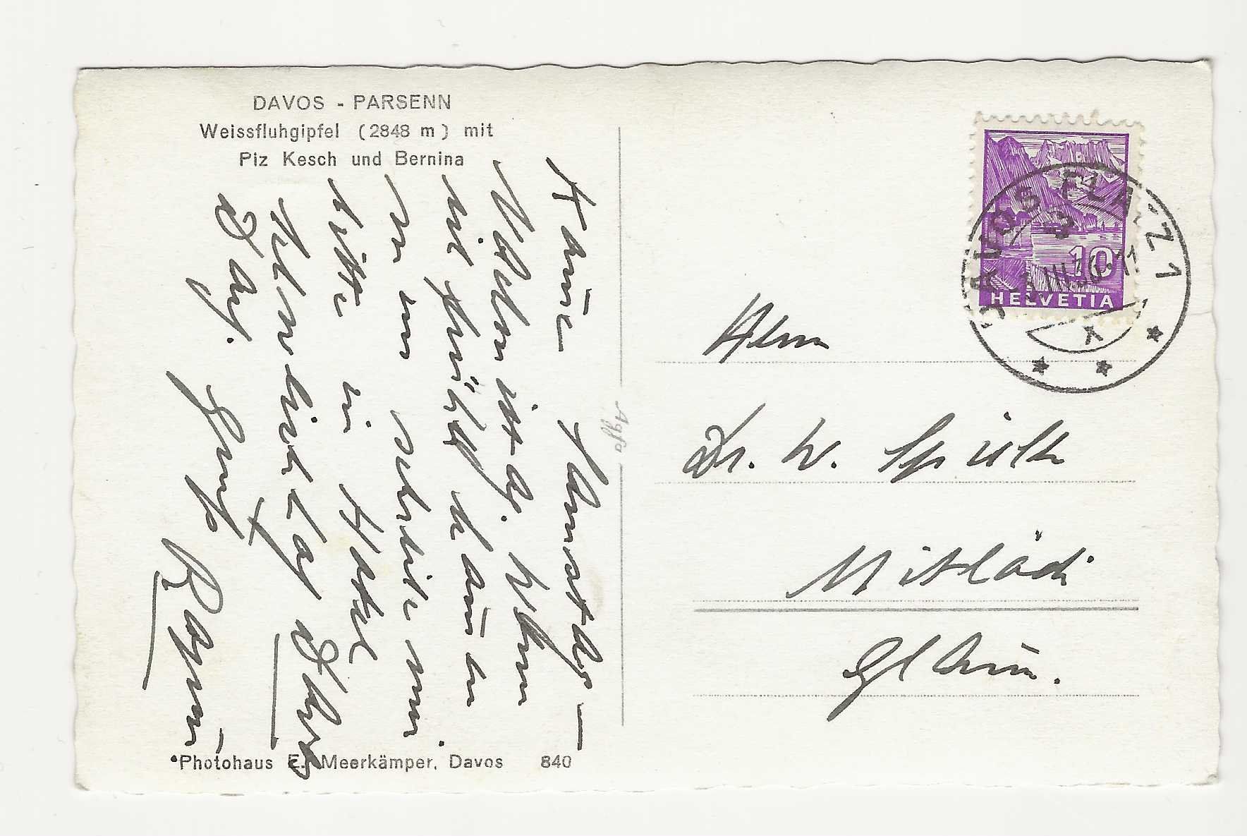 Cartoline postali: DAVOS - PARSENN   WEISSFLUHGIPFEL – Usato da Küttigen venduto da rolypo 1