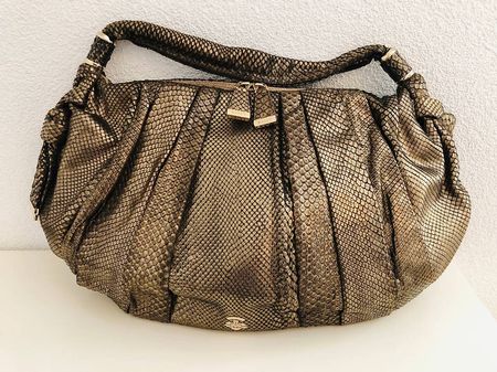 BALLY Tasche gross Gold Schlangenleder