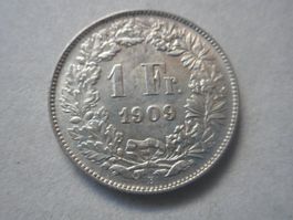 1 Fr. 1909 silber  unz  Top Erhaltung