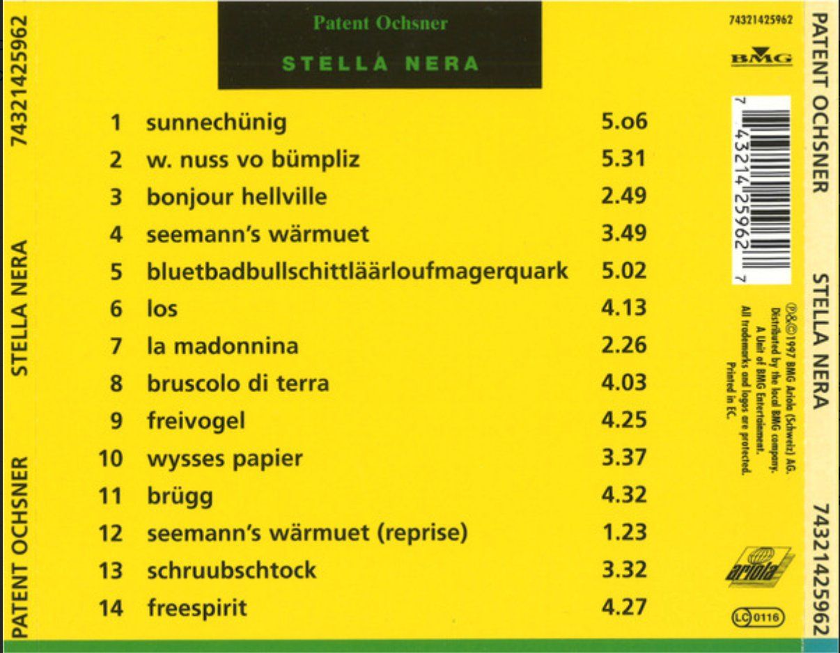 CD: Patent Ochsner - Stella Nera – Usato da Brunnen venduto da Barfly5 1