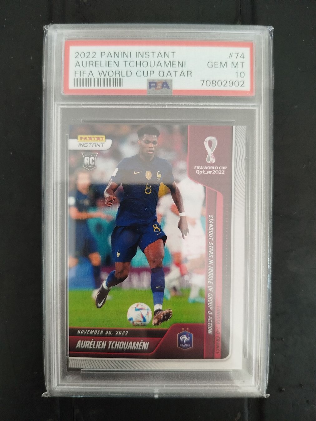 Panini Carte collezionabili: Panini WM22 Aurelien Tchouameni PSA10 – Nuovo e nell'imballaggio originale da Wettingen venduto da mirna04