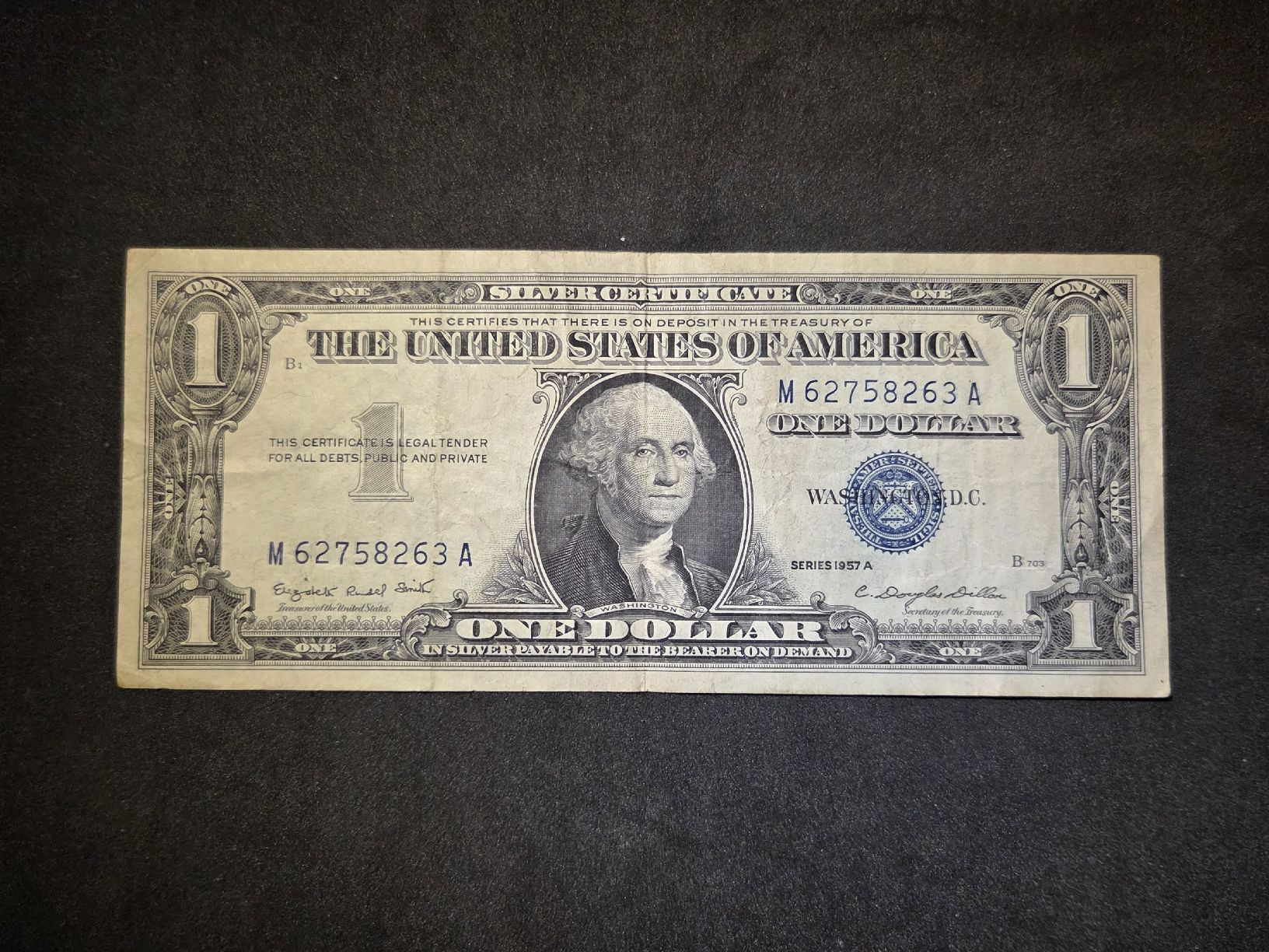 Banknoten: 1 Dollar silver certificate - USA - 1957 A – Gebraucht aus Geroldswil von Antica01