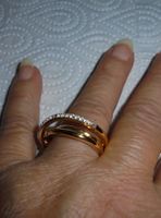 Echtschmuck: Weisser Topas-Silberring, vergoldet 17/53