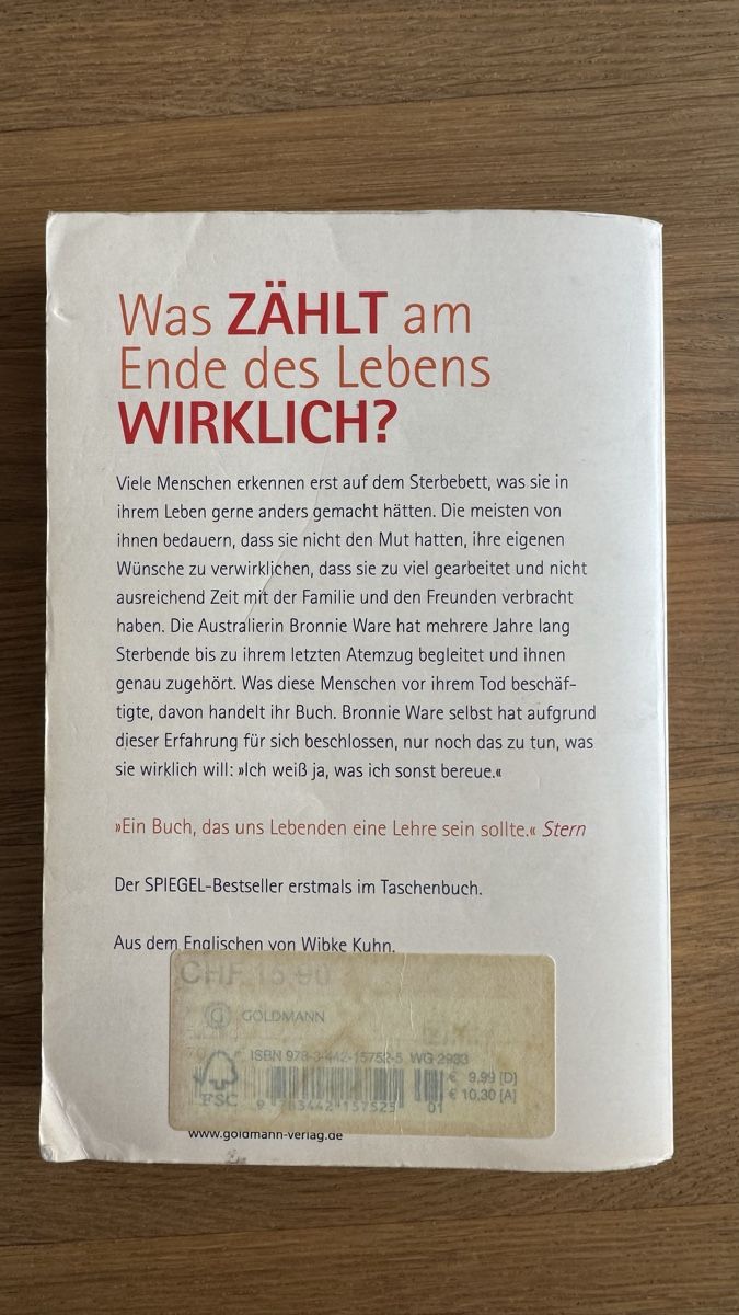 Libri: Buch 5 Dinge die Sterbende bereuen – Usato da Gränichen venduto da Buc-ees 1