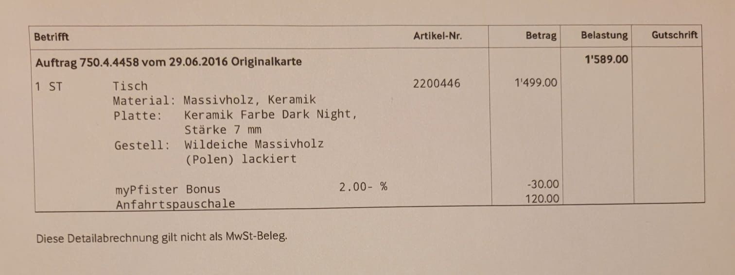 Pfister Tavoli: Möbel PFISTER-  Esszimmertisch Eiche mit Keramikplatte – Usato da Bremgarten b. Bern venduto da Marge7979 6