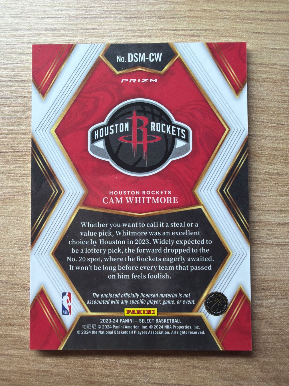 Nba Carte collezionabili: NBA Cam Whitmore RC PATCH SILVER Draft Select 23/24 – Usato da Netstal venduto da Clutch79Cardz 1