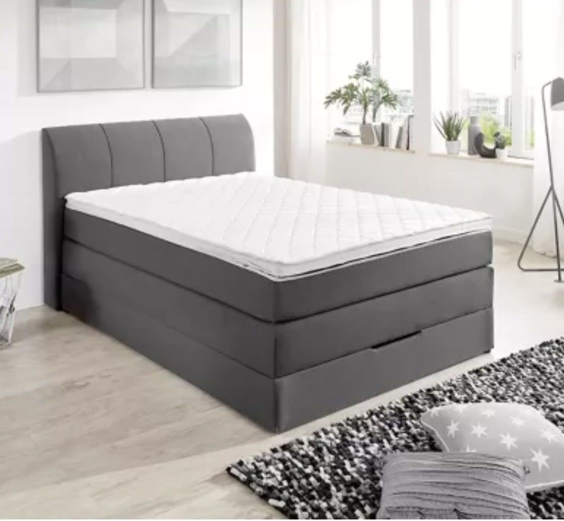 Lits: Boxspringbett 120x200 anthrazit inkl. Topper – D'occasion à Niederwangen BE par KuE.00