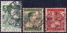1913/15, Pro Juventute Nr. J1-3, sauber gest., fehlerfrei.