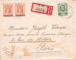 Russische Post in CONSTANTINOPLE R-Brief 1913 - selten
