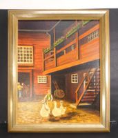 Originales Ölgemälde Naiv Bauernhof Sign. L.Hein87  S343