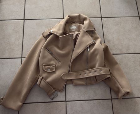 Amisu Bikerjacke Wildlederoptik beige Grösse 38 guter Zustan