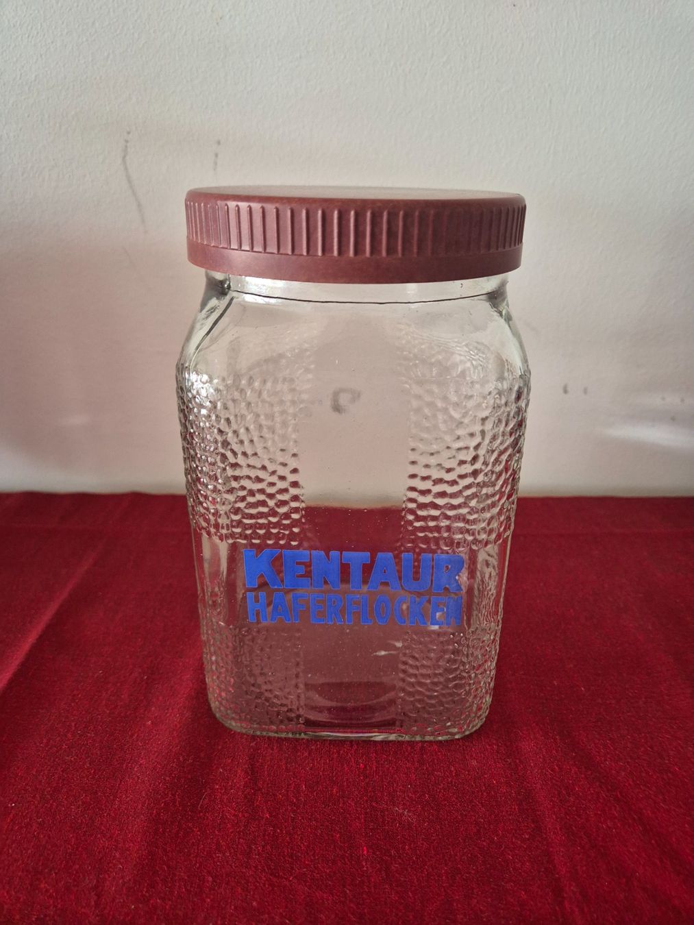 Gläser: Vorratsdose aus Glas Kentaur Haferflocken – Gebraucht aus Oberdiessbach von Finland1977